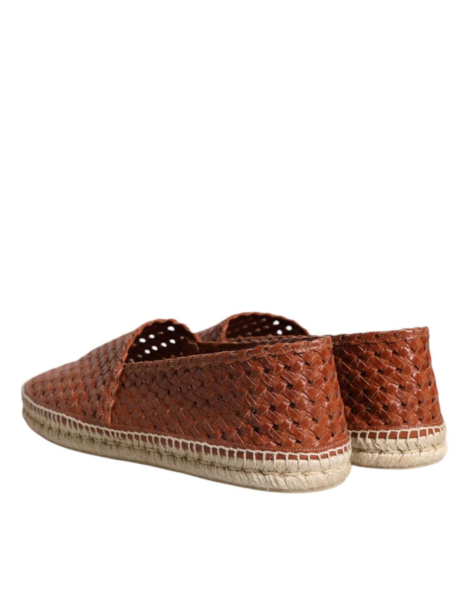 Dolce &amp; Gabbana Maroon Woven Leather Men Espadrille Shoes