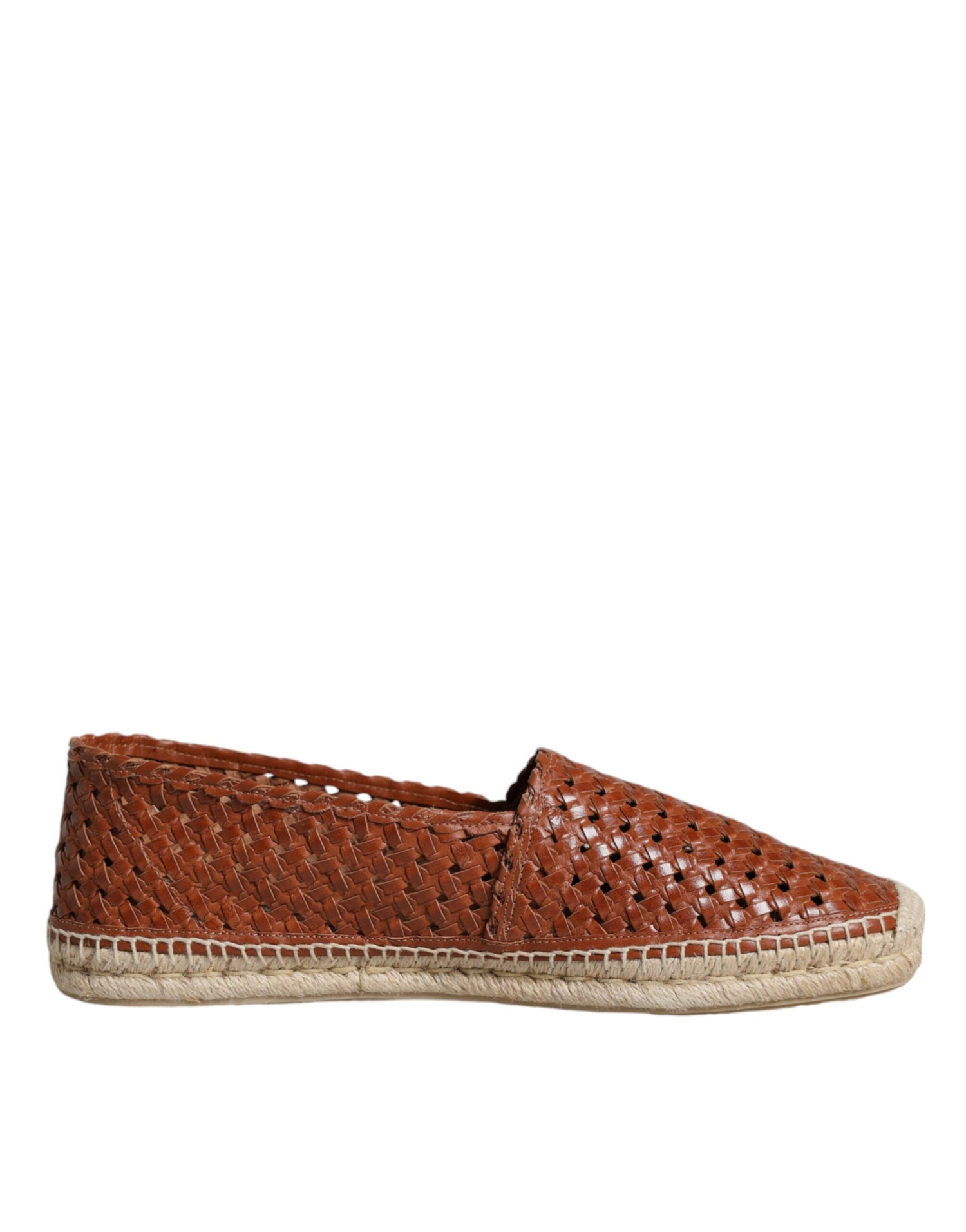 Dolce &amp; Gabbana Maroon Woven Leather Men Espadrille Shoes