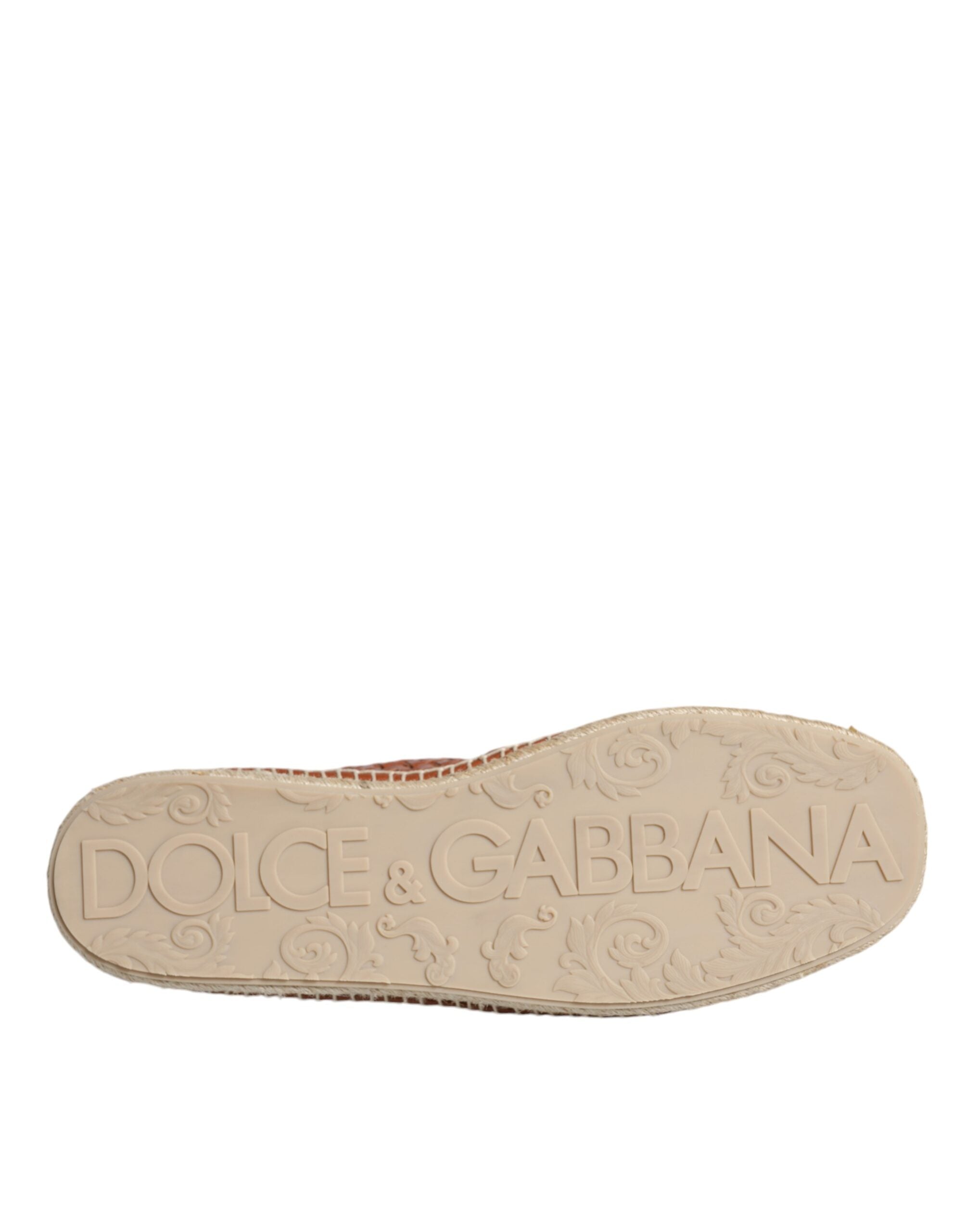 Dolce &amp; Gabbana Maroon Woven Leather Men Espadrille Shoes