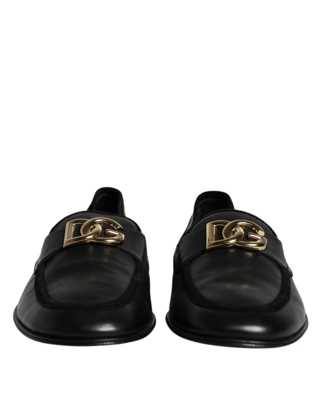 Dolce &amp; Gabbana Black Leather Logo Slip On Loafers Shoes