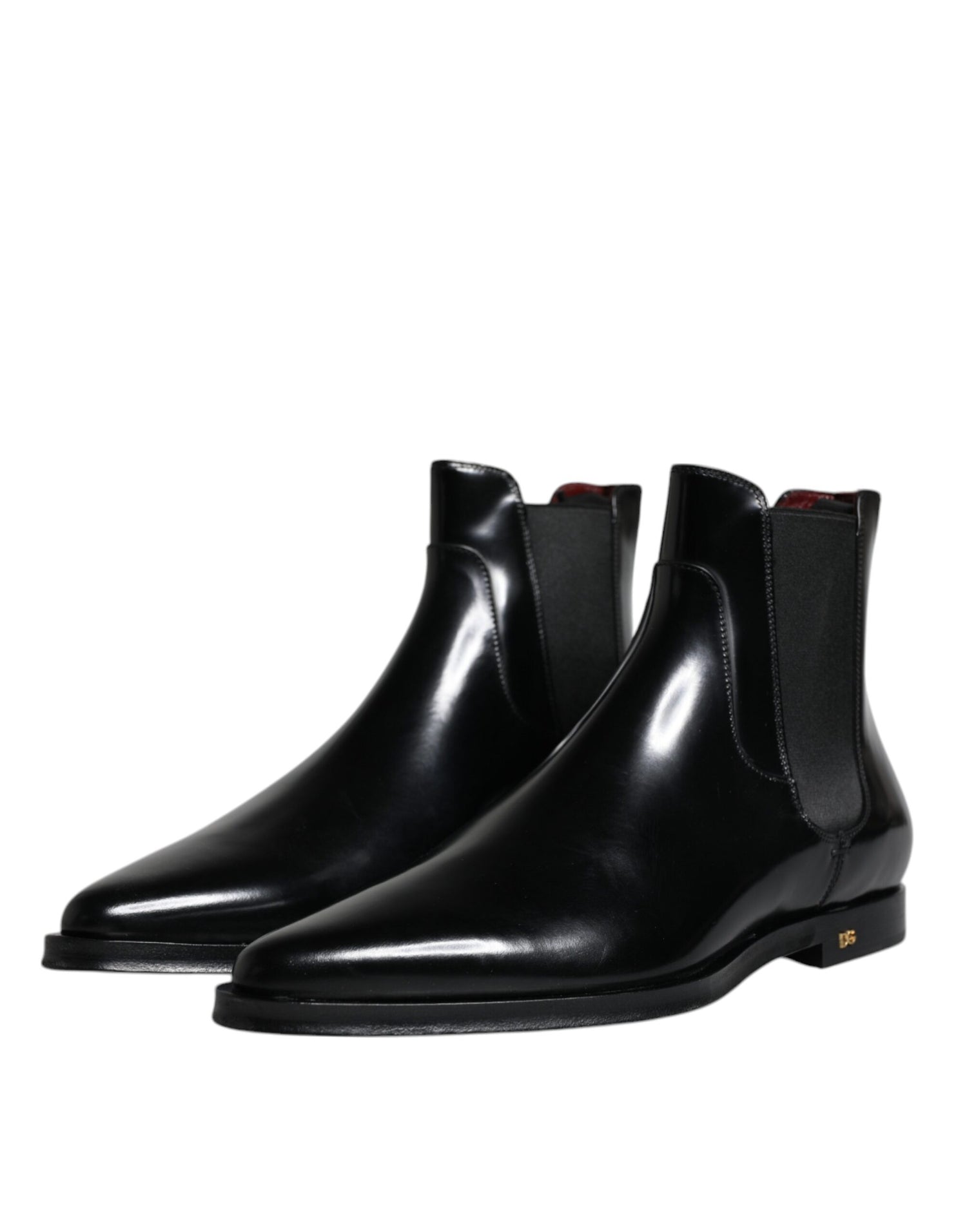 Dolce &amp; Gabbana Black Leather Chelsea Men Ankle Boots Shoes