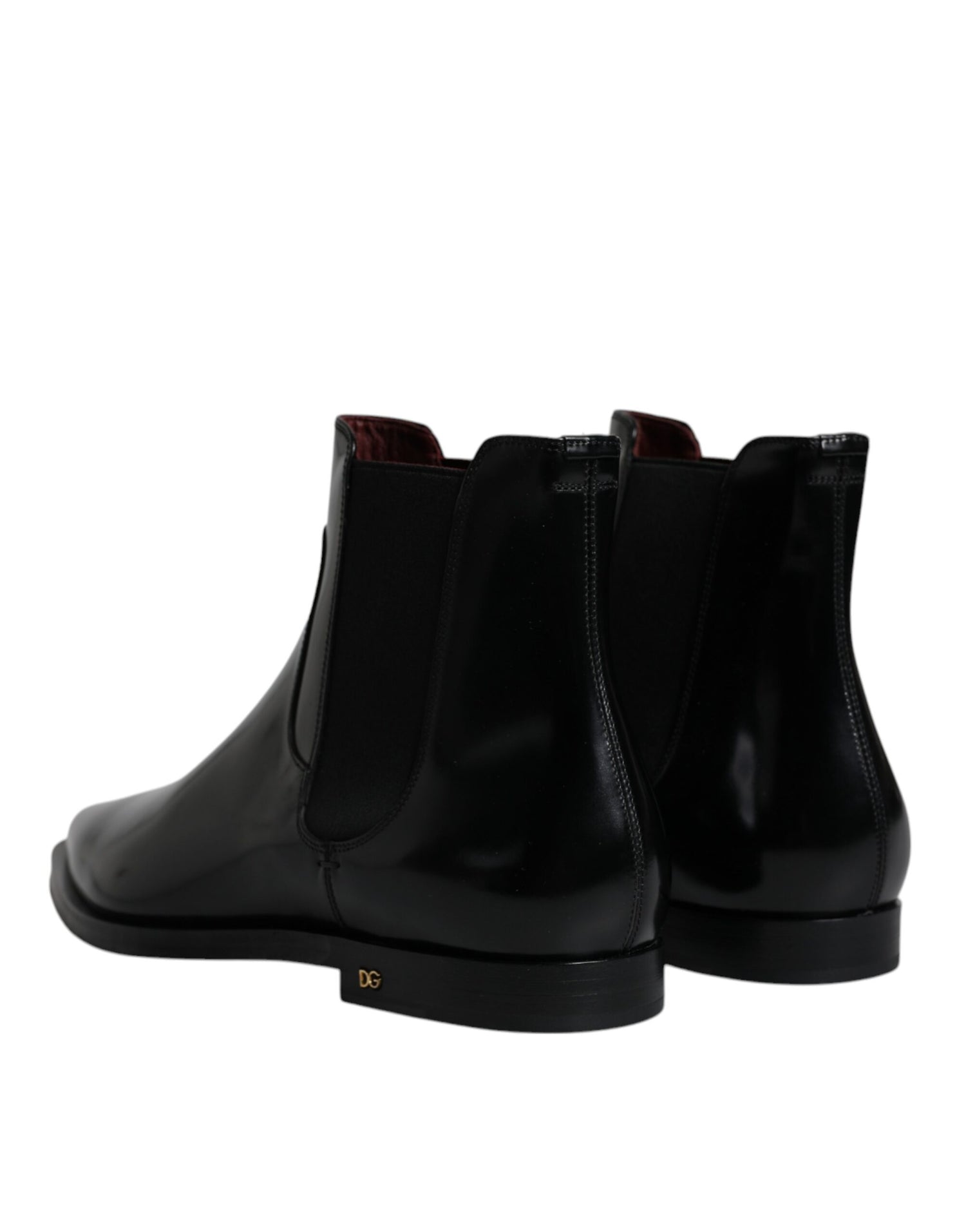 Dolce &amp; Gabbana Black Leather Chelsea Men Ankle Boots Shoes