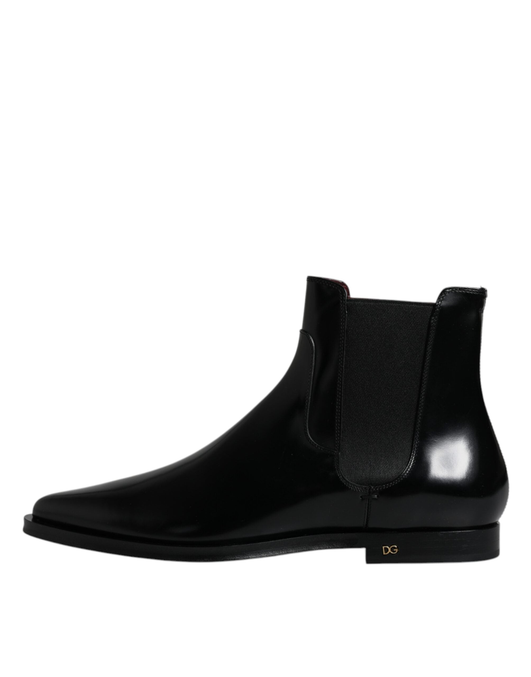 Dolce &amp; Gabbana Black Leather Chelsea Men Ankle Boots Shoes