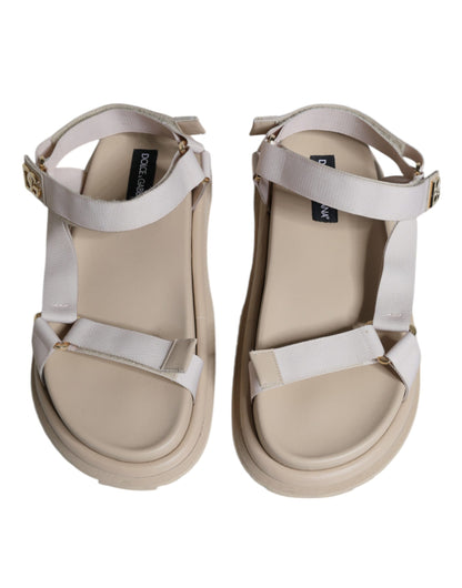 Dolce &amp; Gabbana Beige Nappa Devotion Strap Men Sandals Shoes