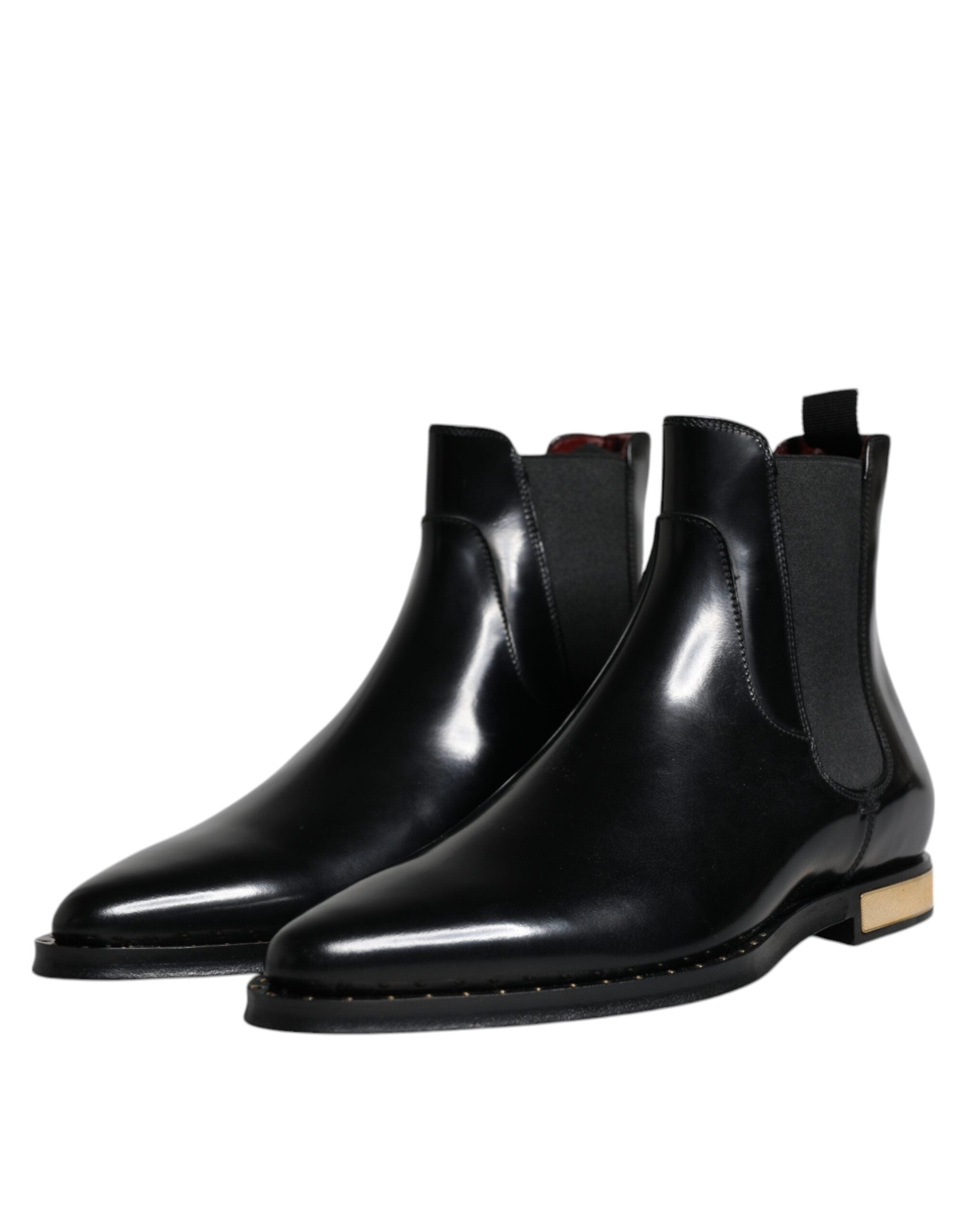 Dolce &amp; Gabbana Black Leather Chelsea Ankle Boots Shoes