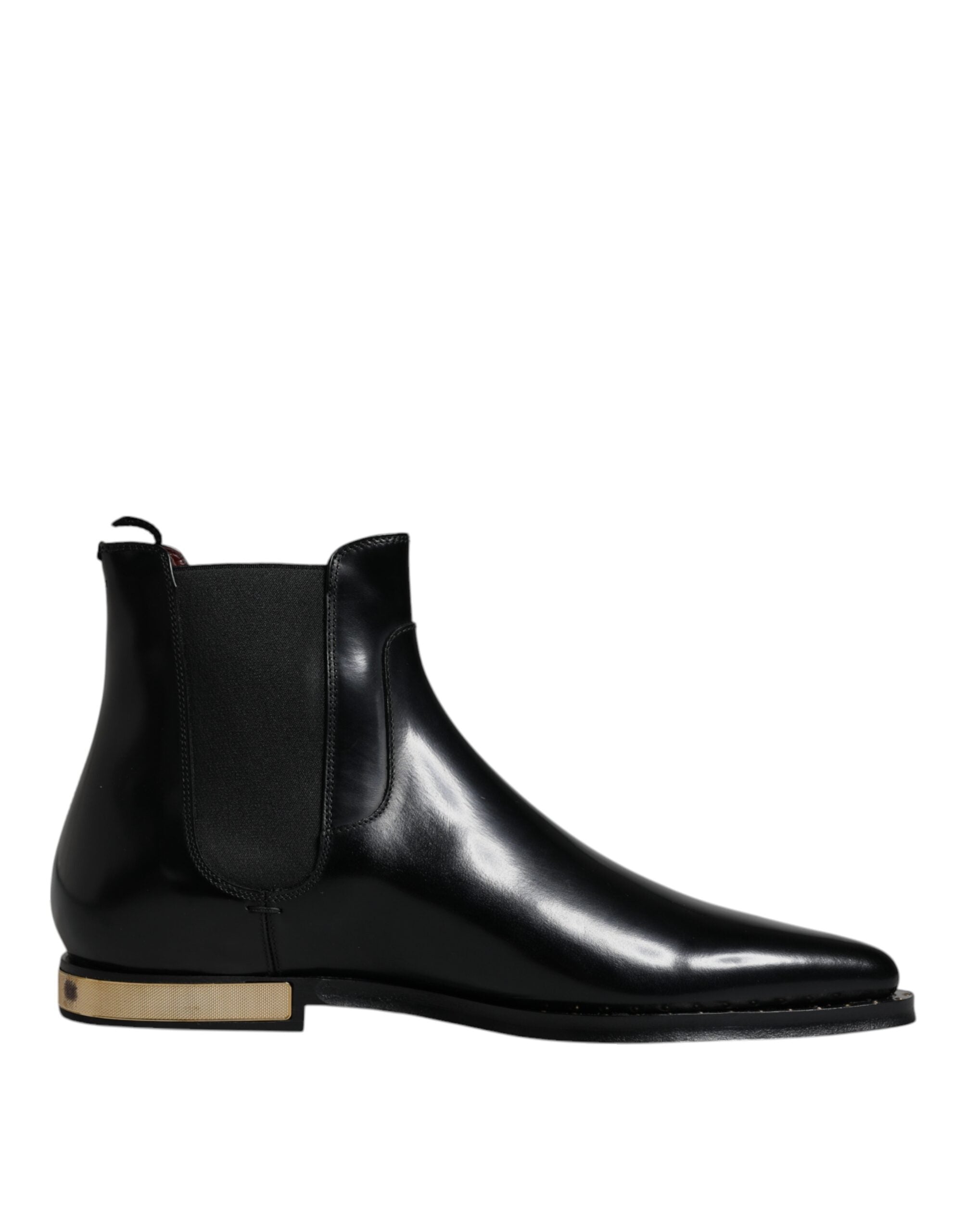 Dolce &amp; Gabbana Black Leather Chelsea Ankle Boots Shoes