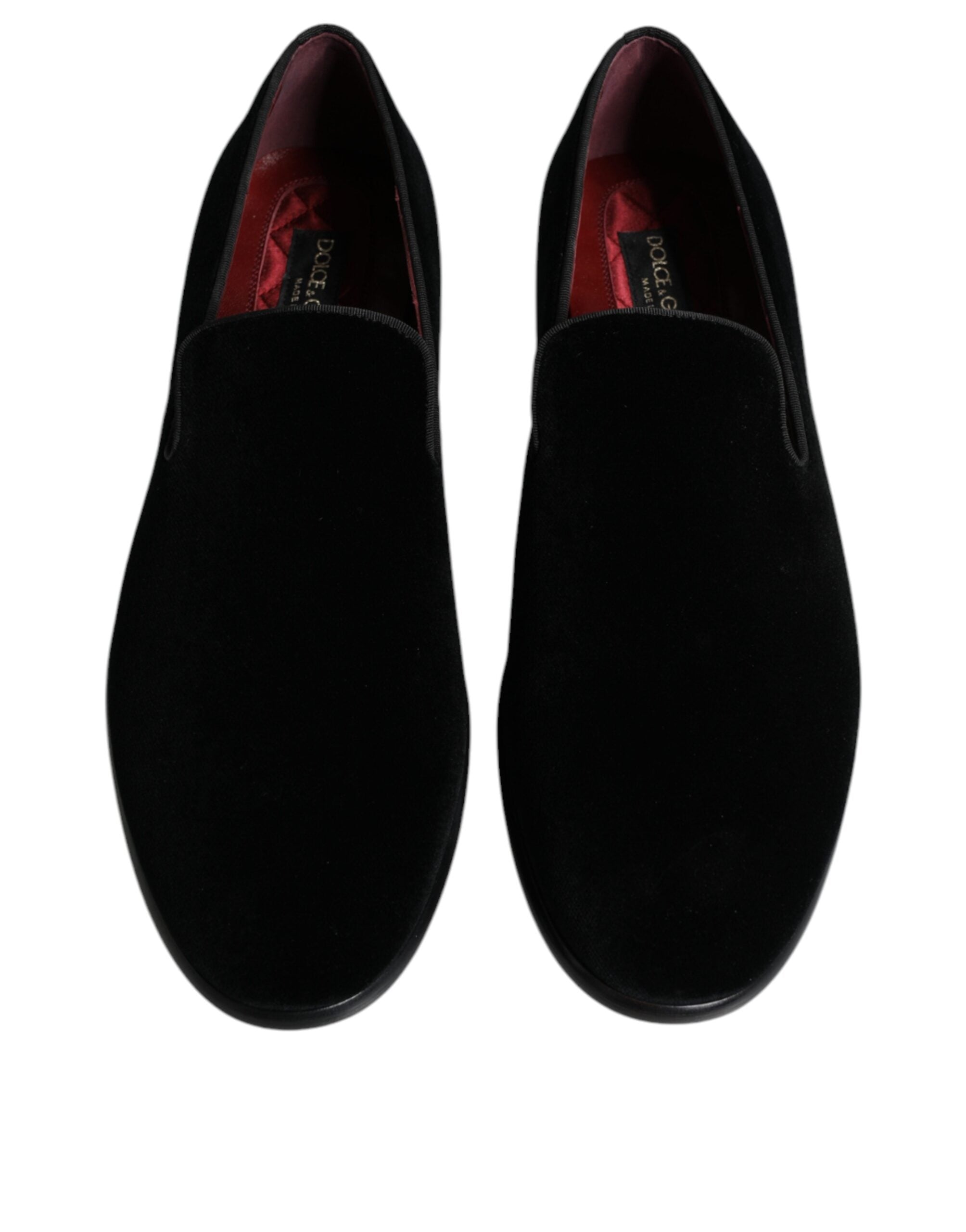 Dolce &amp; Gabbana Black Suede Leather Slippers Loafers Shoes