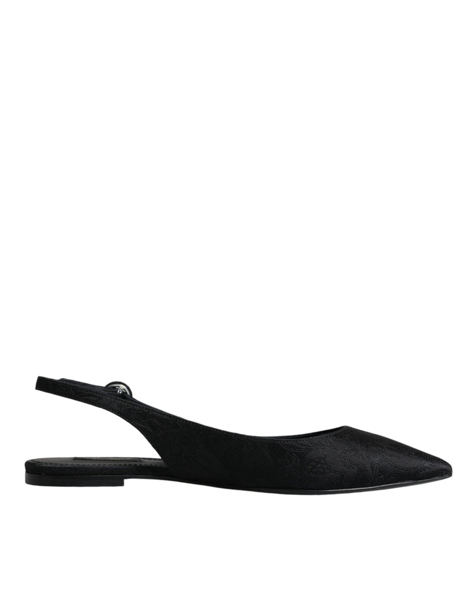 Dolce &amp; Gabbana Black Brocade Flats Sandals Slingback Shoes