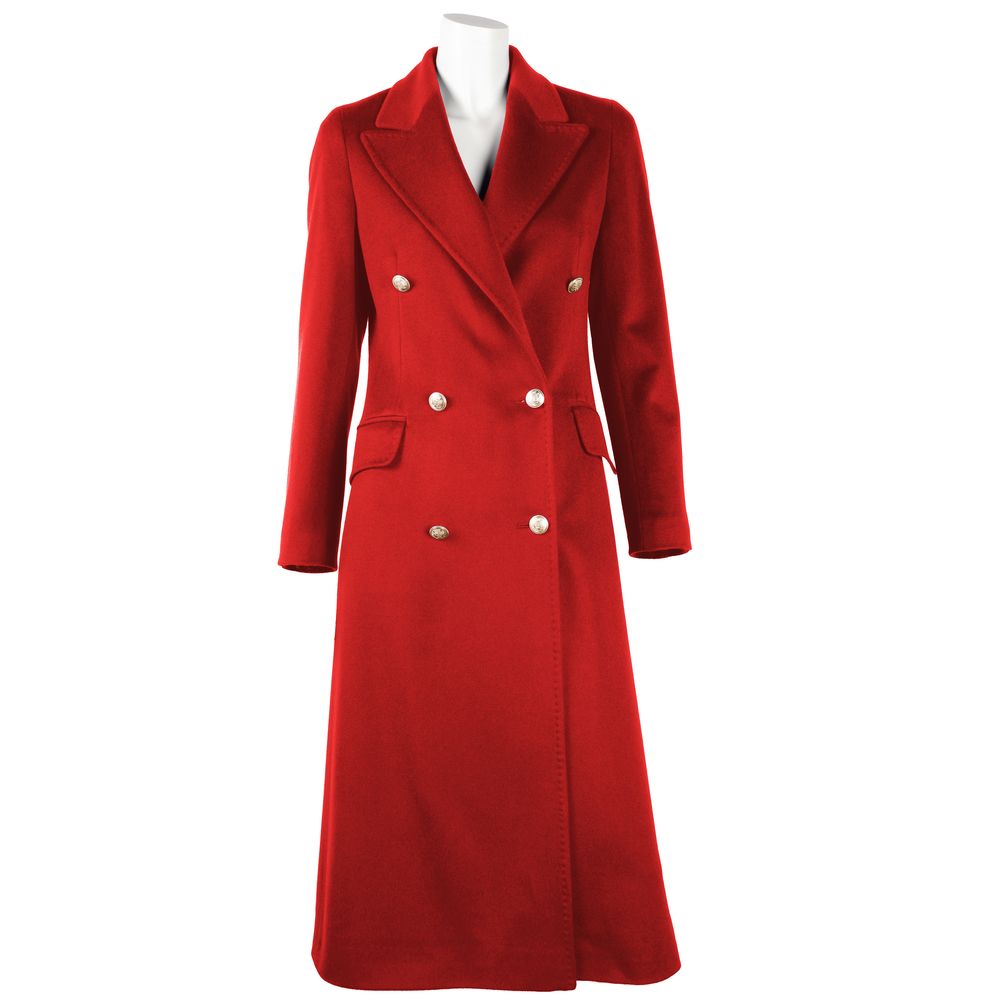 Made in Italy Red Wool Vergine Jackets &amp; Coat