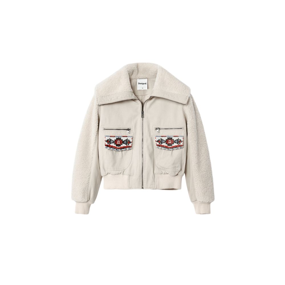 Desigual Beige Cotton Jackets &amp; Coat