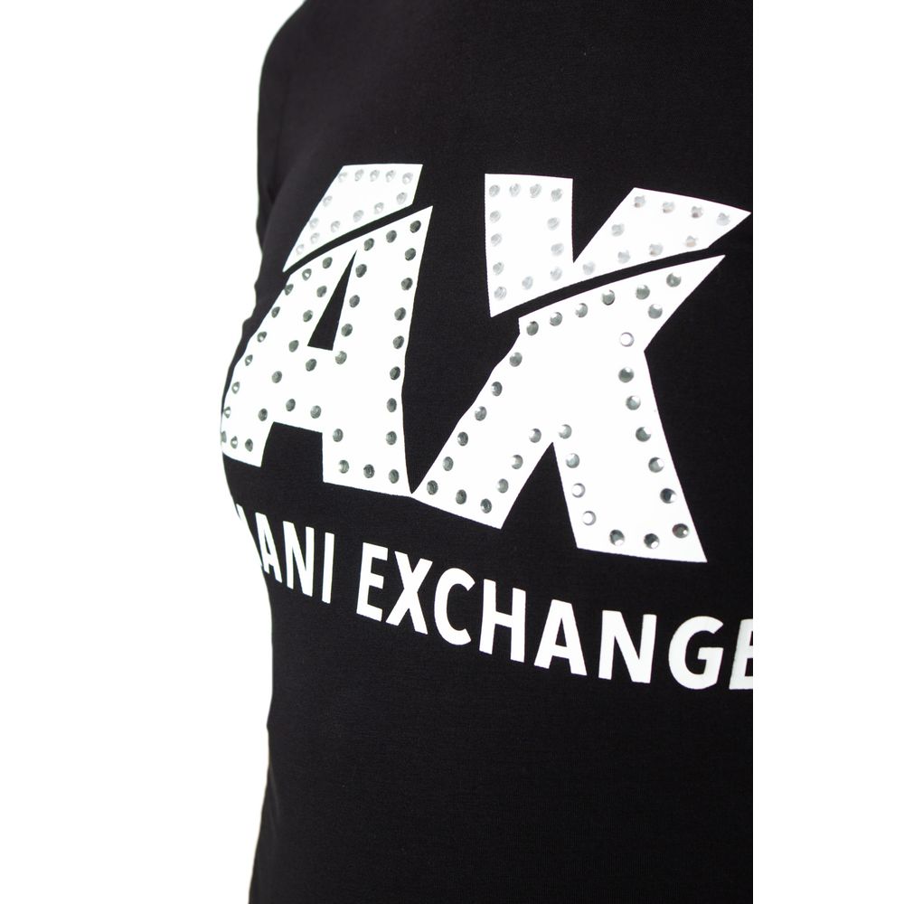 Armani Exchange Black Cotton Tops &amp; T-Shirt