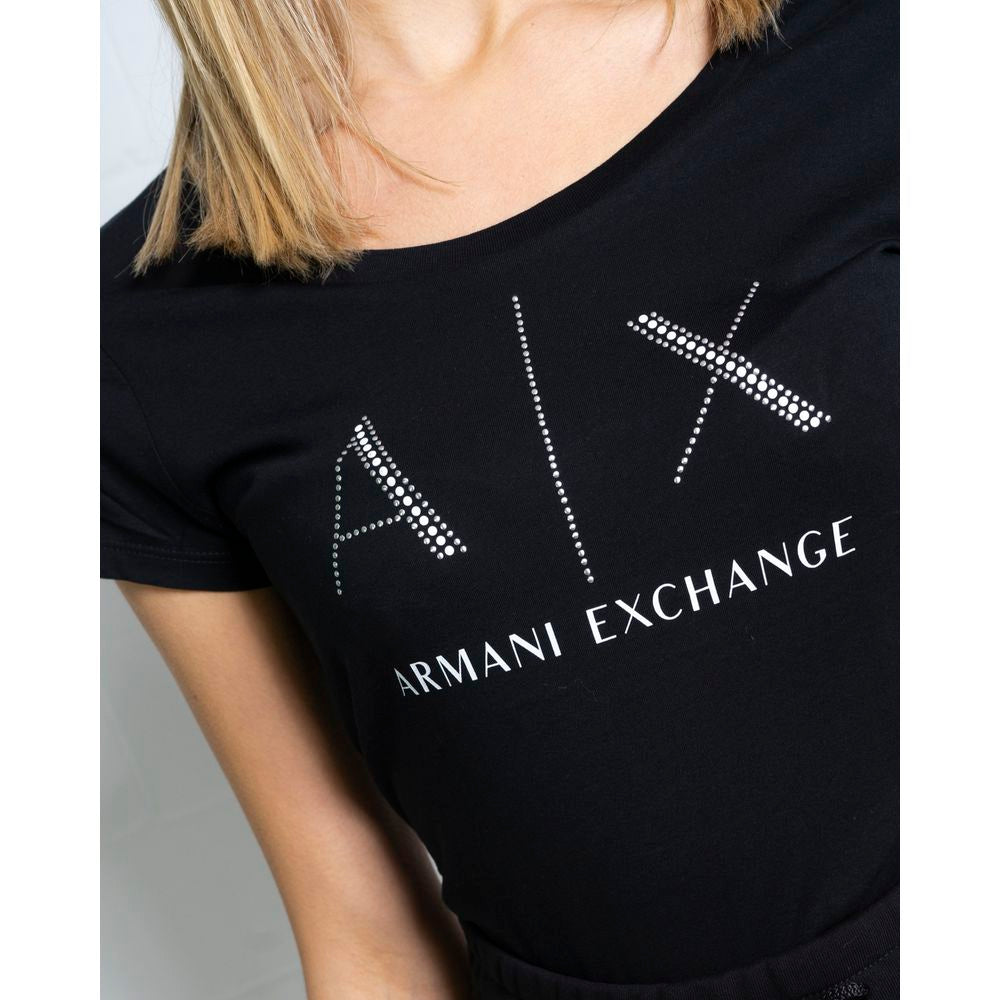 Armani Exchange Black Cotton Tops &amp; T-Shirt