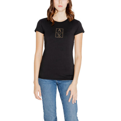 Armani Exchange Black Cotton Tops &amp; T-Shirt