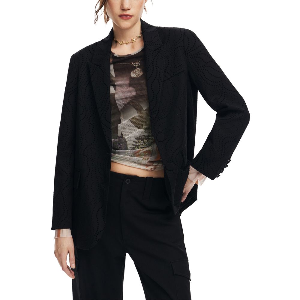 Desigual Black Polyester Suits &amp; Blazer