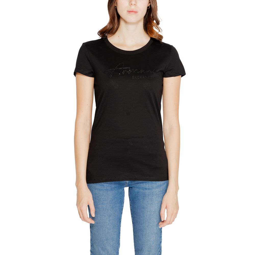 Armani Exchange Black Cotton Tops &amp; T-Shirt