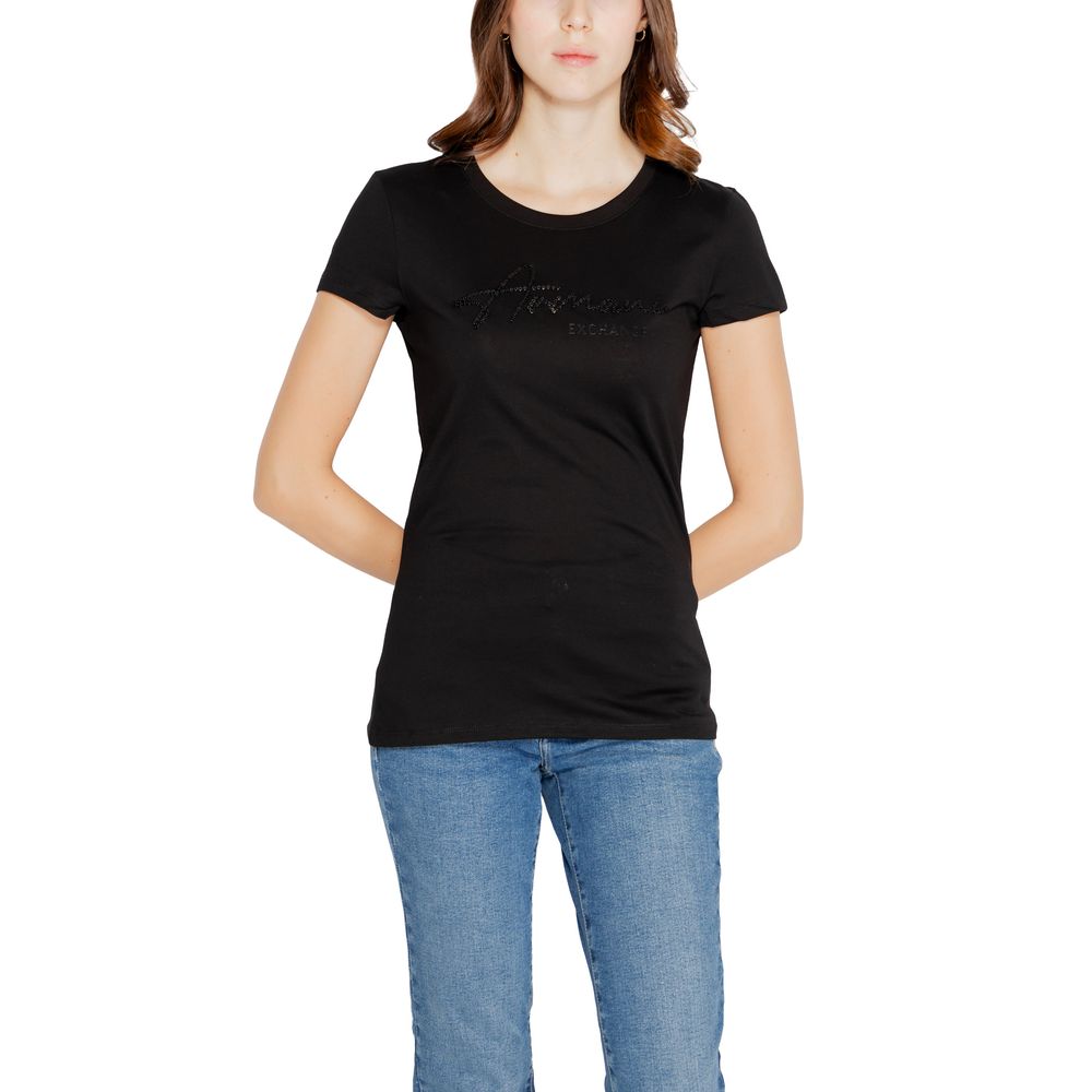 Armani Exchange Black Cotton Tops &amp; T-Shirt