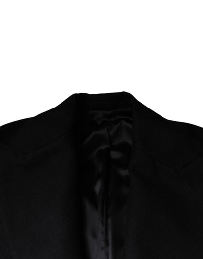 Dolce &amp; Gabbana Black Wool Double Breasted Men Coat Jacket