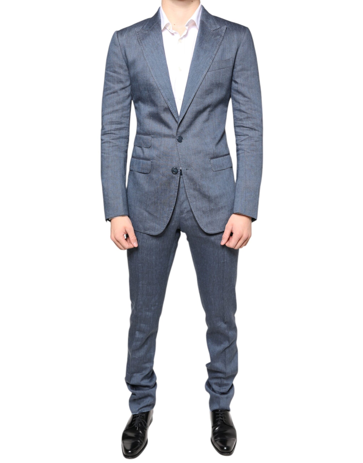 Dolce &amp; Gabbana Light Blue Linen 2 Piece Single Breasted Suit