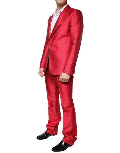 Dolce &amp; Gabbana Red Polyester Single Breasted Formal Suit