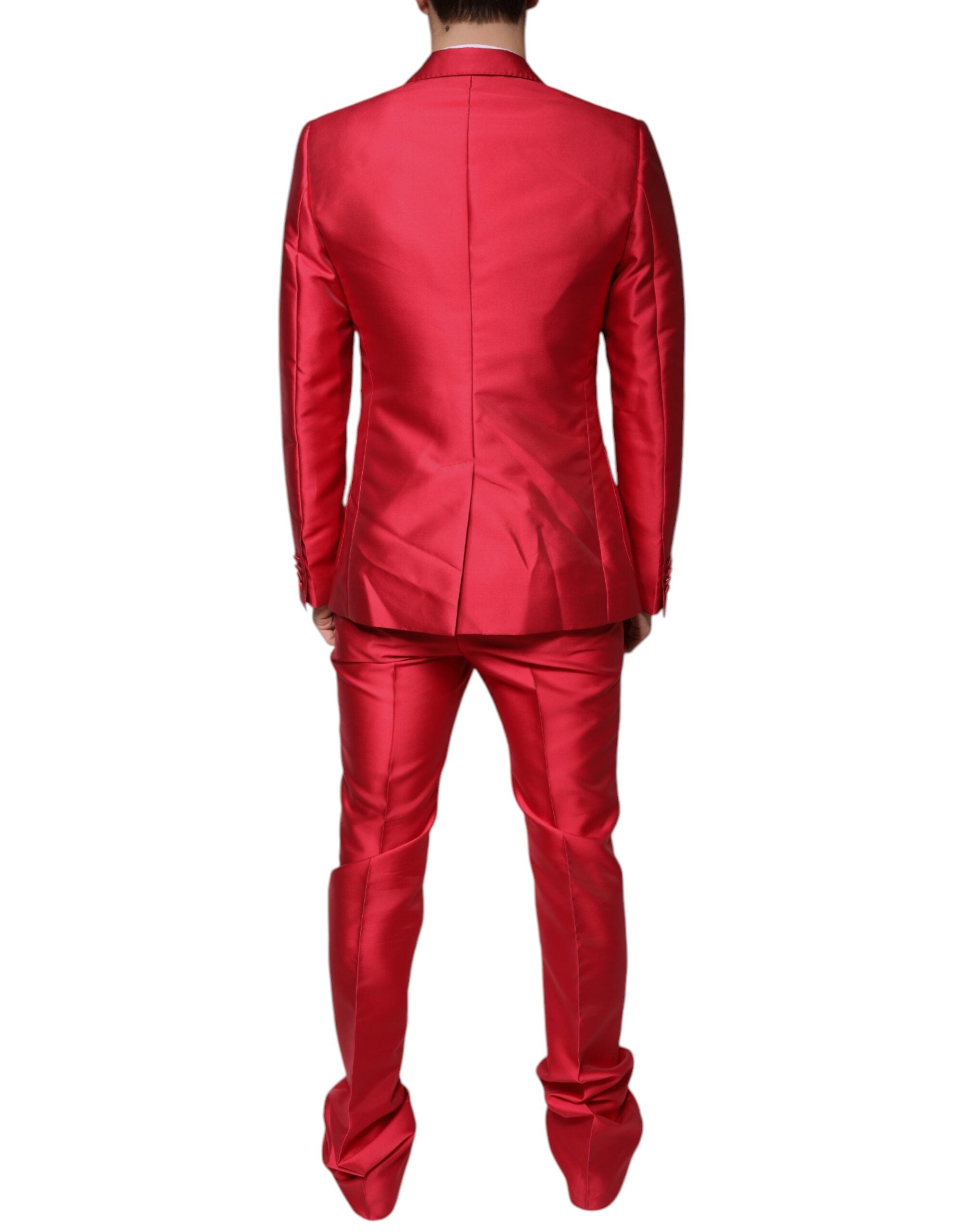 Dolce &amp; Gabbana Red Polyester Single Breasted Formal Suit