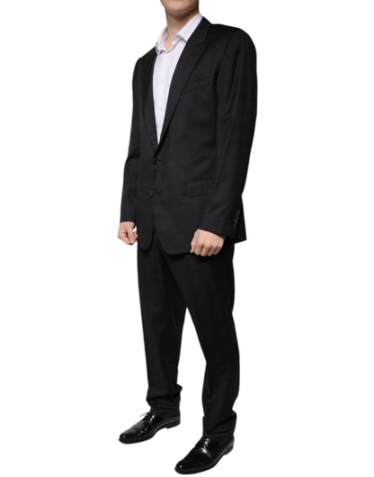 Dolce &amp; Gabbana Black Wool Single Breasted Formal Suit