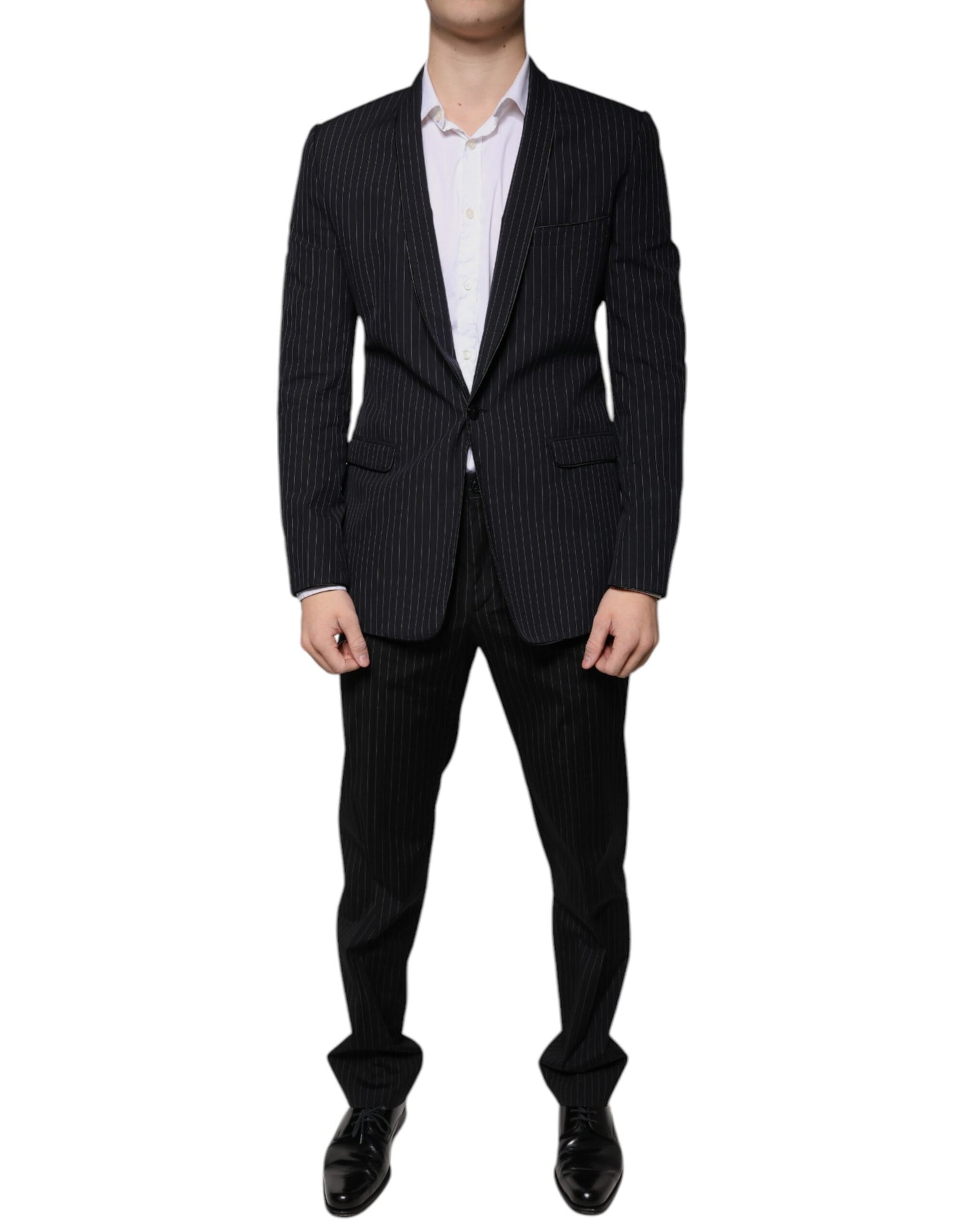 Dolce &amp; Gabbana Black Stripe Single Breasted Formal Suit