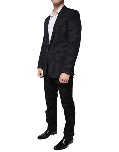 Dolce &amp; Gabbana Black Stripe Single Breasted Formal Suit