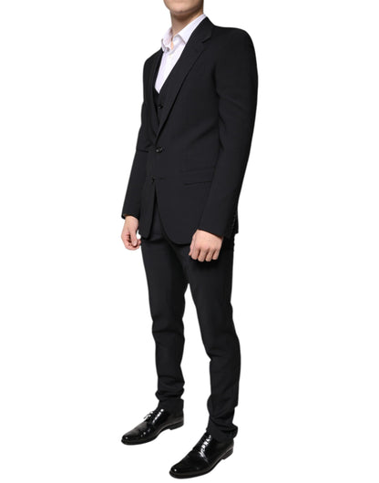 Dolce &amp; Gabbana Black Wool MARTINI Formal 3 Piece Suit