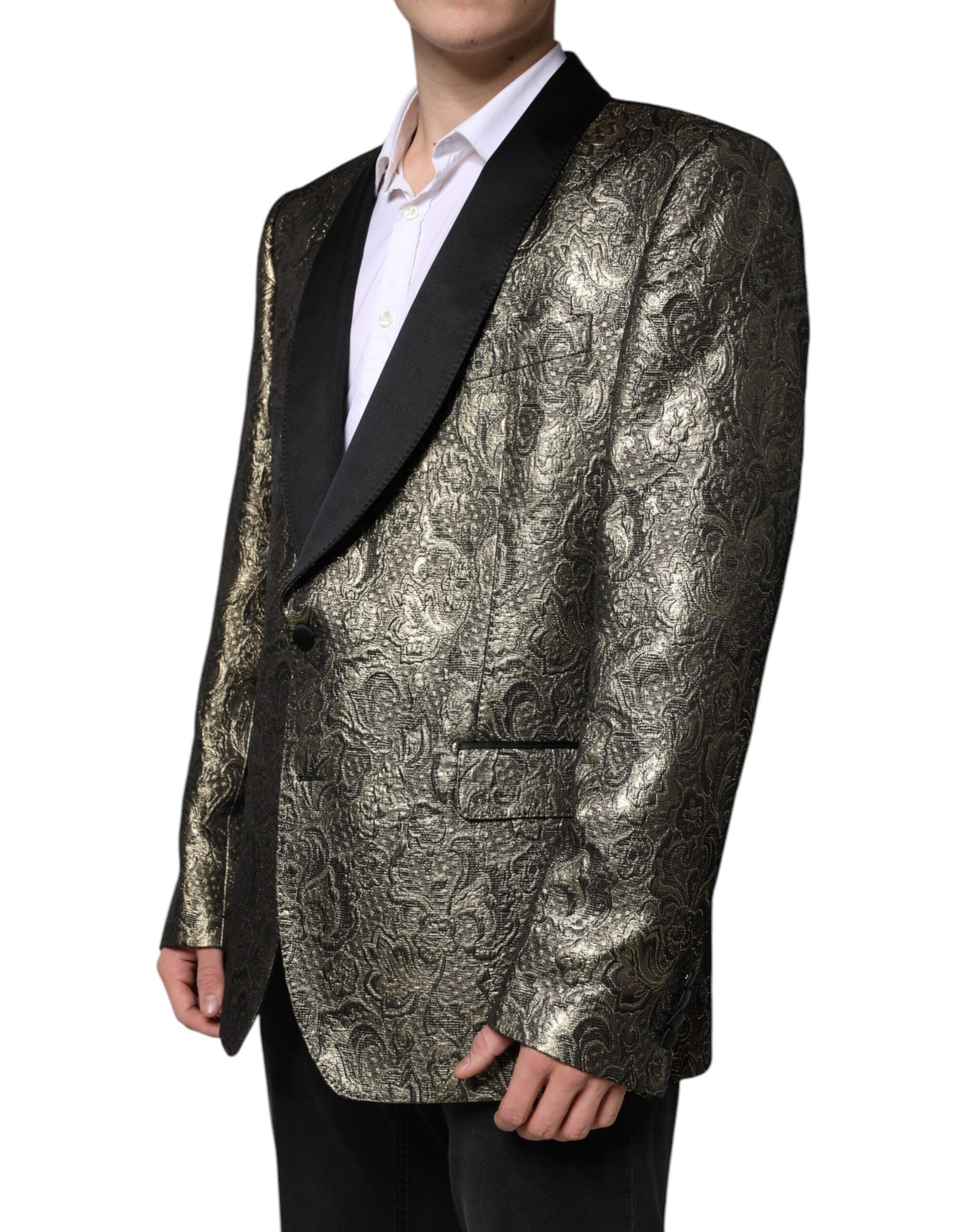 Dolce &amp; Gabbana Gold SICILIA Jacquard Single Breasted Coat Blazer