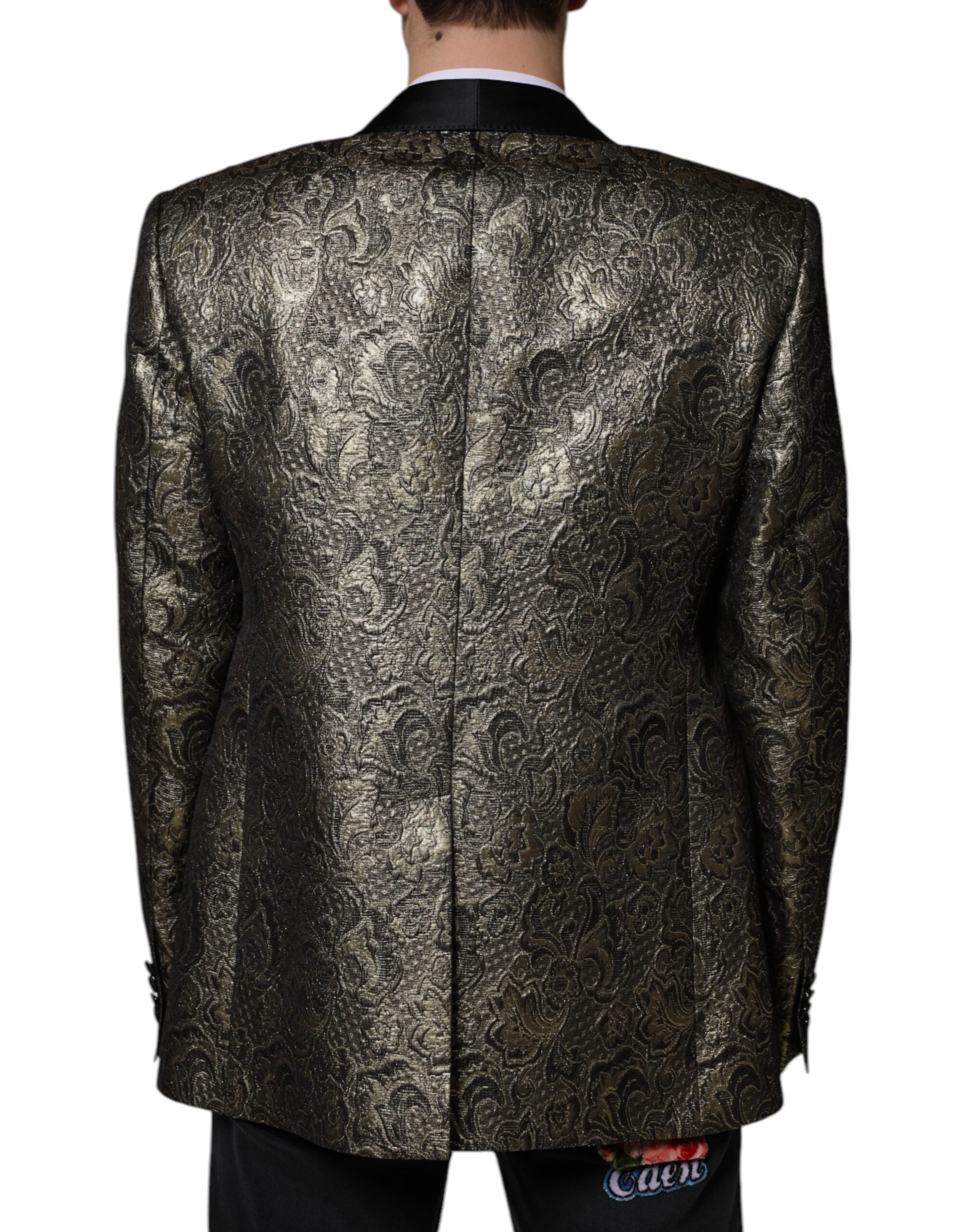 Dolce &amp; Gabbana Gold SICILIA Jacquard Single Breasted Coat Blazer