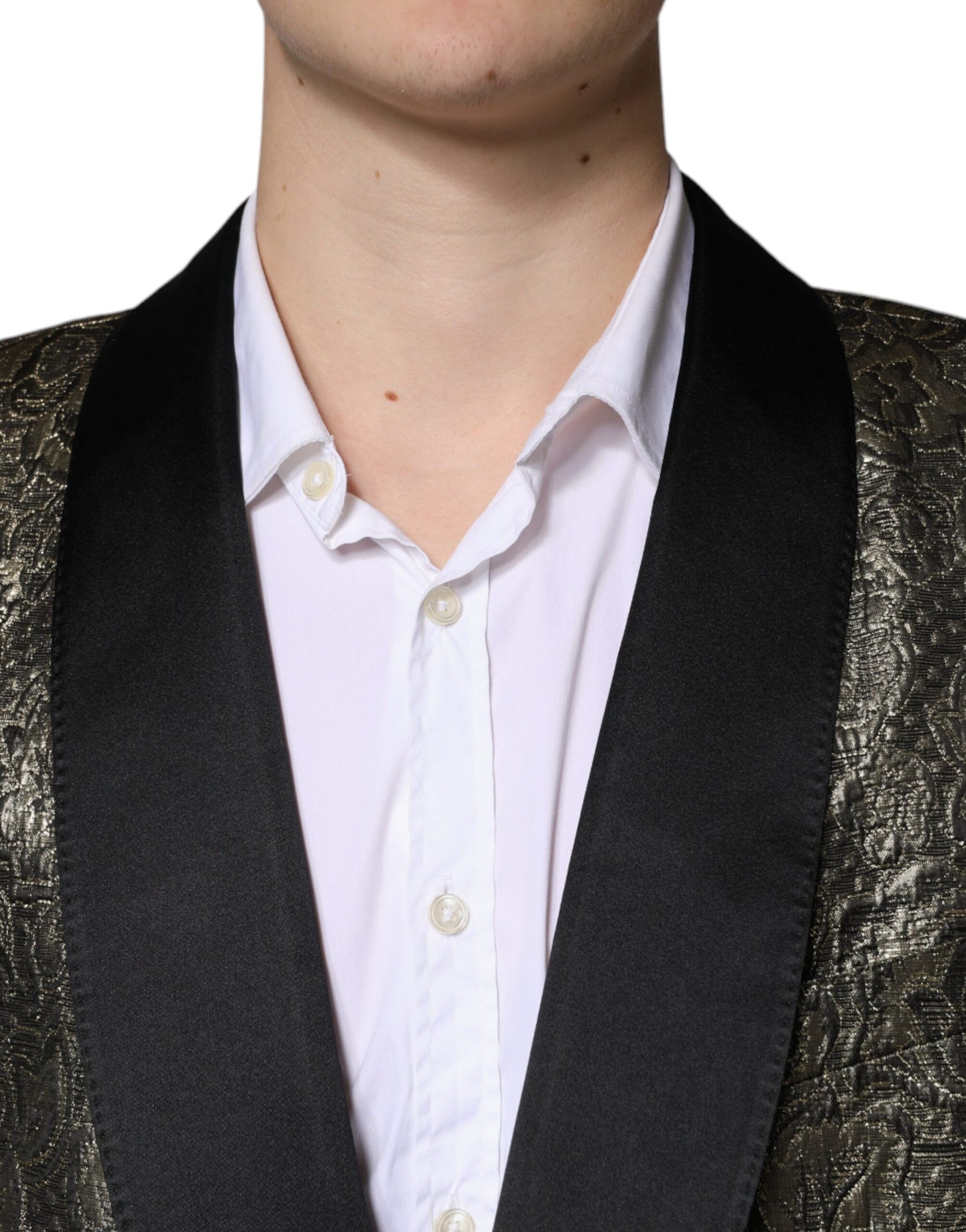 Dolce &amp; Gabbana Gold SICILIA Jacquard Single Breasted Coat Blazer