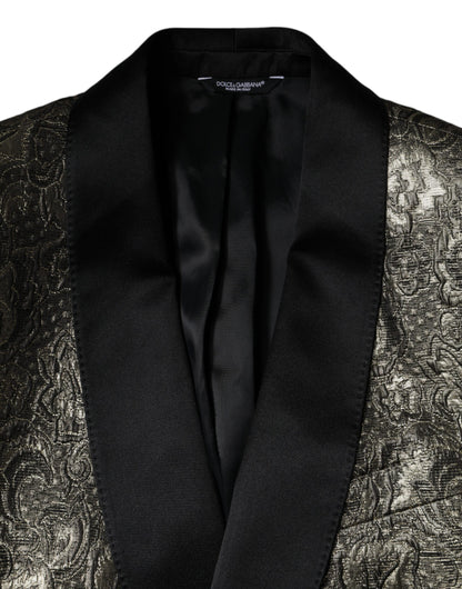 Dolce &amp; Gabbana Gold SICILIA Jacquard Single Breasted Coat Blazer