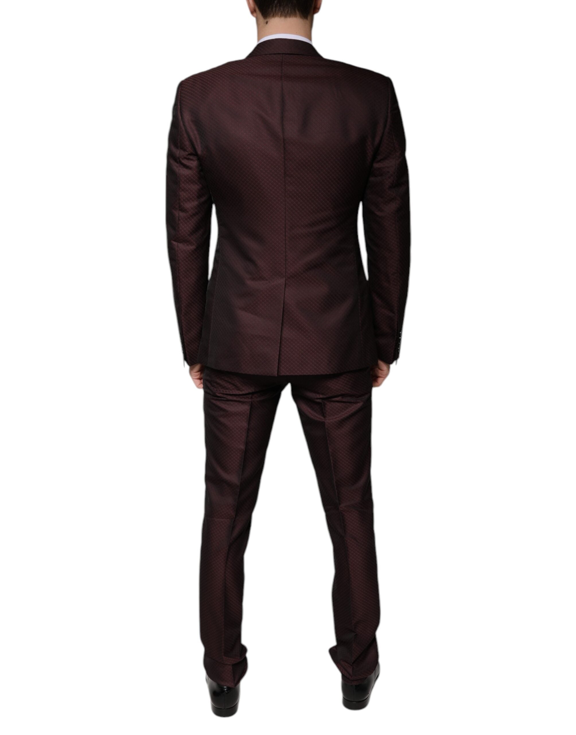 Dolce &amp; Gabbana Maroon Deck Card Crown 2 Piece Formal Suit