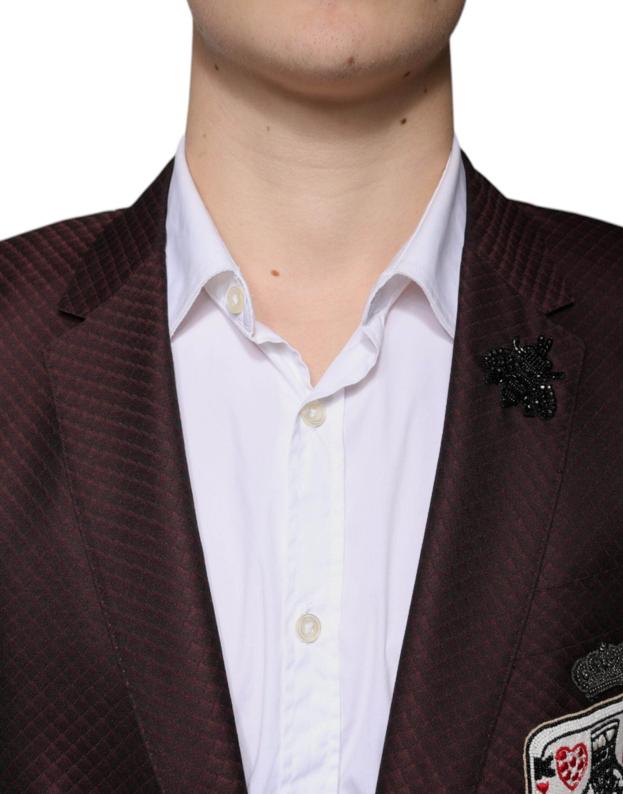 Dolce &amp; Gabbana Maroon Deck Card Crown 2 Piece Formal Suit