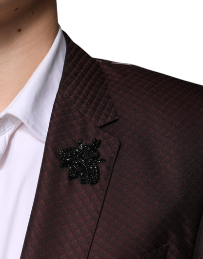 Dolce &amp; Gabbana Maroon Deck Card Crown 2 Piece Formal Suit