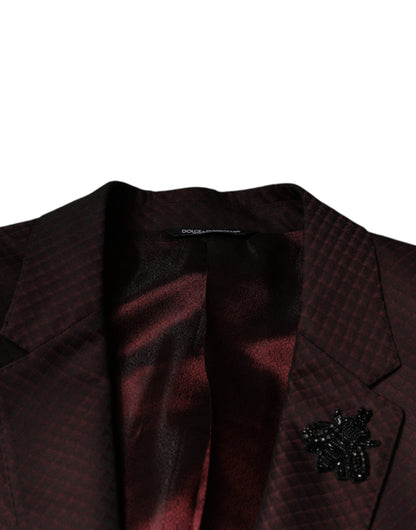 Dolce &amp; Gabbana Maroon Deck Card Crown 2 Piece Formal Suit