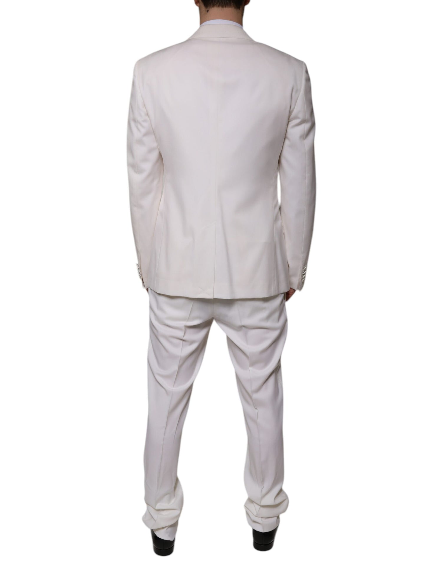 Dolce &amp; Gabbana White Wool Silk 3 Piece SlimFit Formal Suit