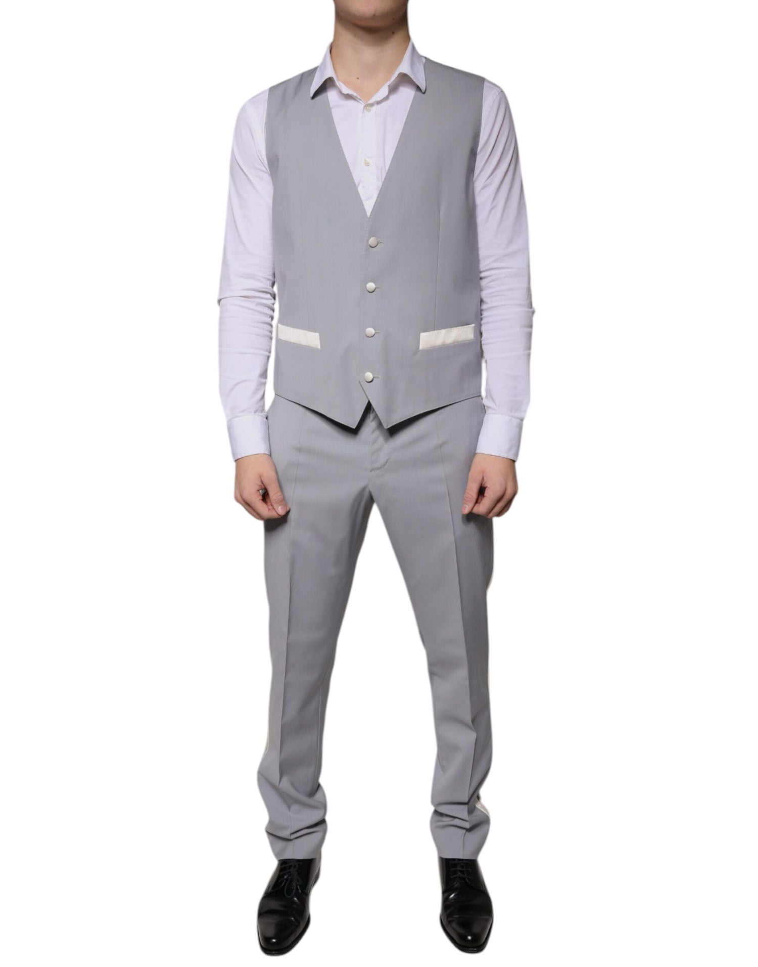 Dolce &amp; Gabbana Gray Wool 3 Piece Slim Fit Formal Suit