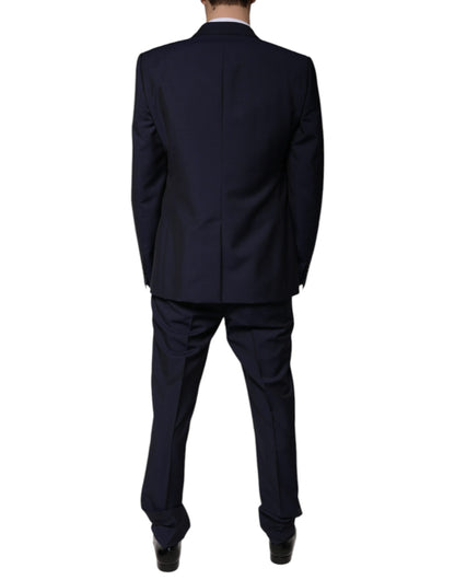 Dolce &amp; Gabbana Dark Blue Wool 3 Piece Slim Fit Formal Suit