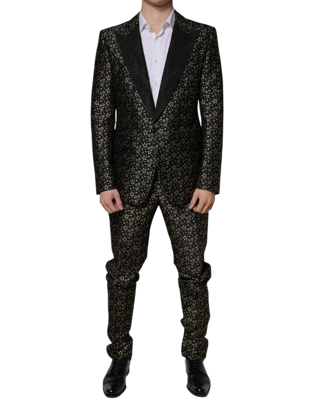 Dolce &amp; Gabbana Black Stars Jacquard SICILIA 2 Piece Suit