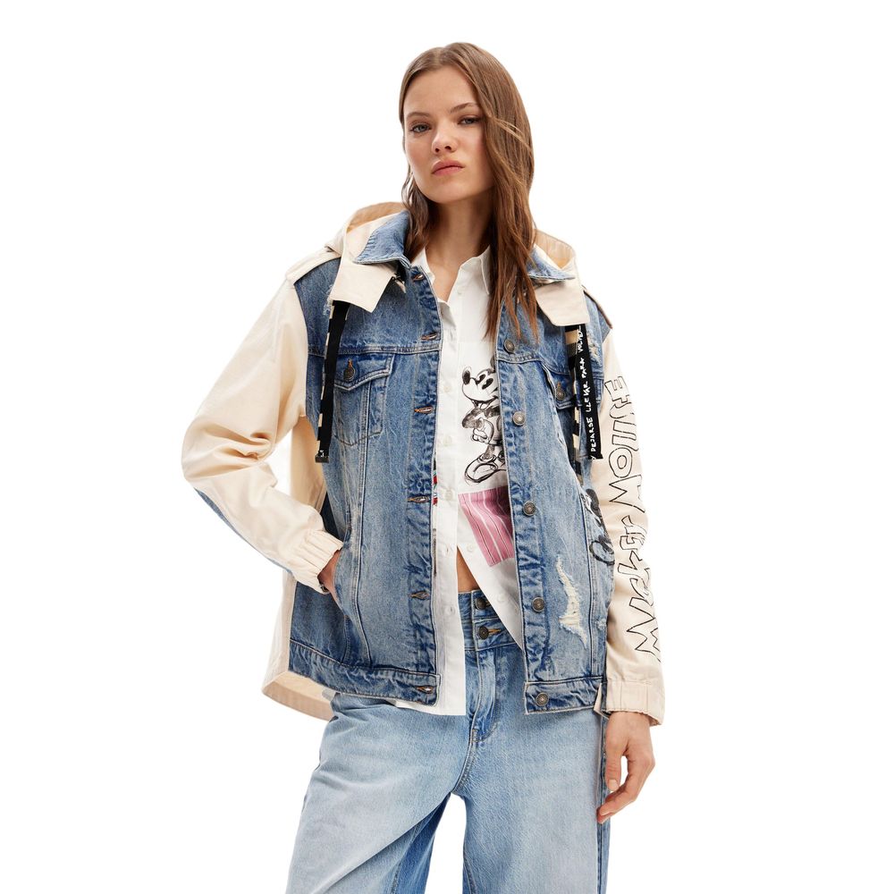 Desigual Blue Cotton Jackets &amp; Coat