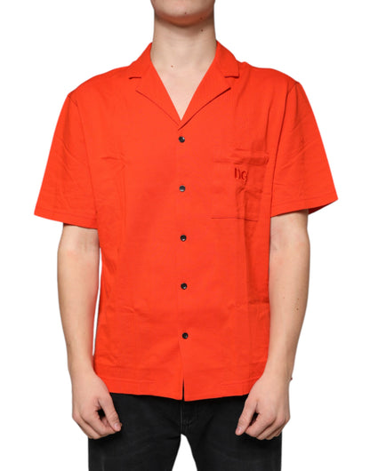 Dolce &amp; Gabbana Orange Cotton Button Down Casual Polo Shirt