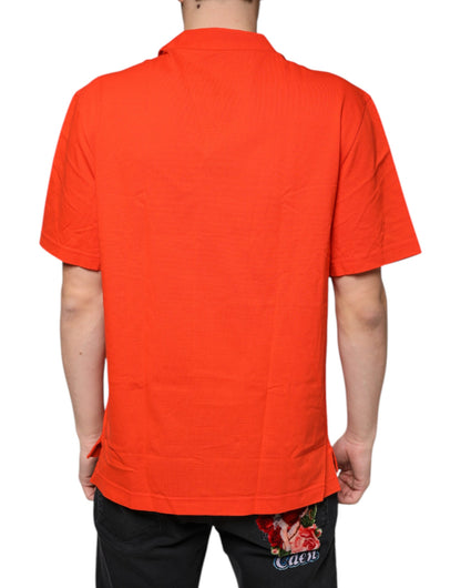 Dolce &amp; Gabbana Orange Cotton Button Down Casual Polo Shirt