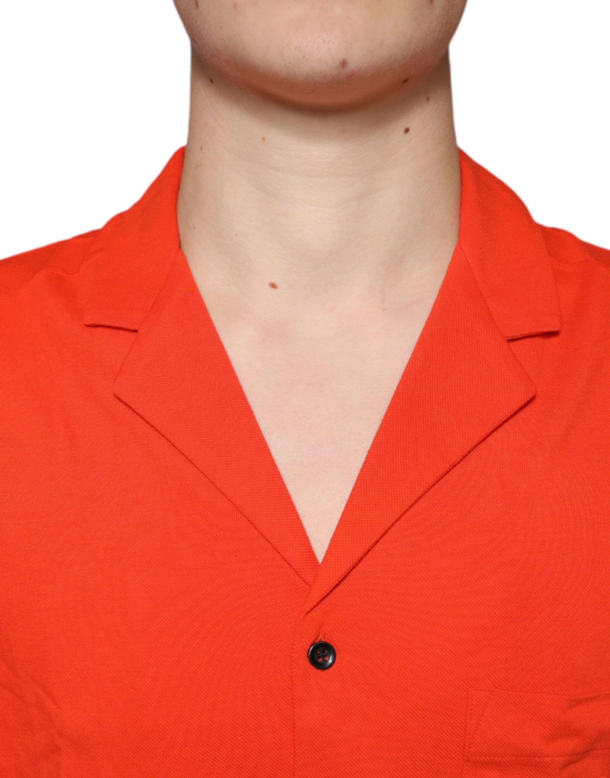 Dolce &amp; Gabbana Orange Cotton Button Down Casual Polo Shirt