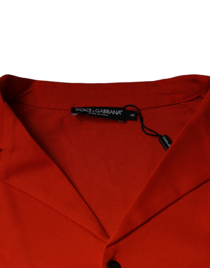 Dolce &amp; Gabbana Orange Cotton Button Down Casual Polo Shirt