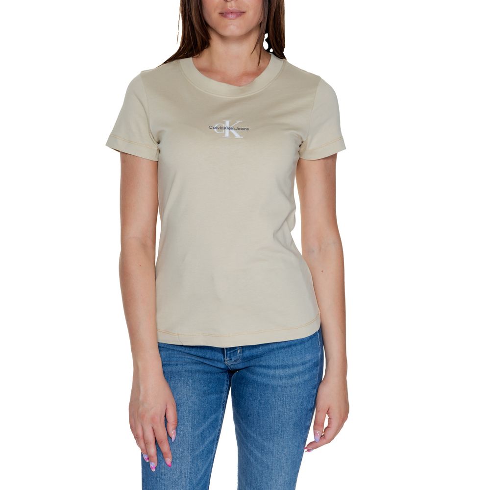 Calvin Klein Jeans Beige Cotton Rigenerato Tops &amp; T-Shirt