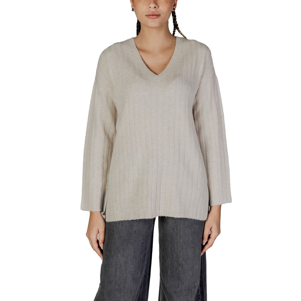 Vila Clothes Beige Acrylic Sweater