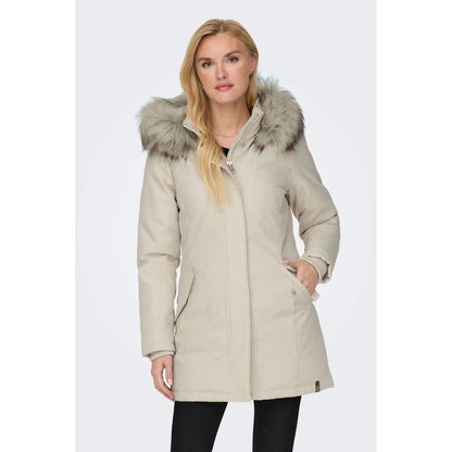 Only Beige Polyester Jackets &amp; Coat