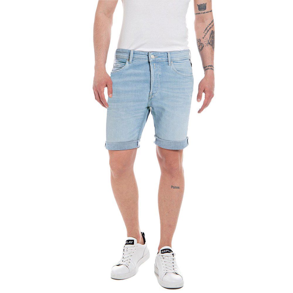 Replay Blue Cotton Short