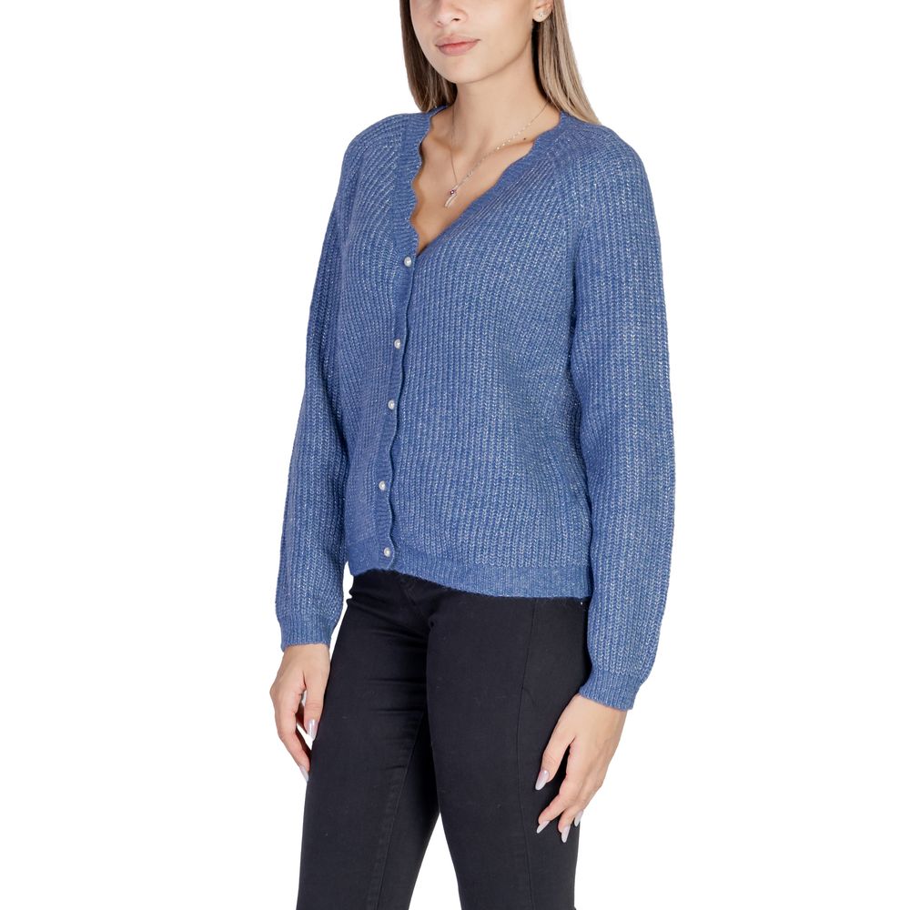 Vila Clothes Blue Recycled Polyester Cardigan